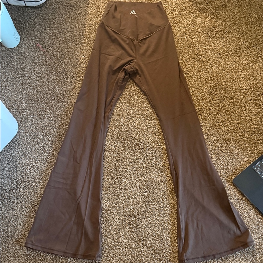 Women’s Brown Flared Leggings - Stretch Yoga Pants